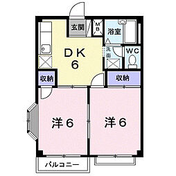 カーサM 2DKの間取図画像