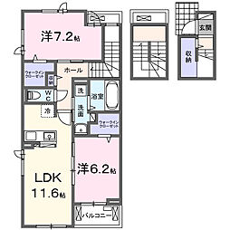 シャンティ長沢 2LDKの間取図画像