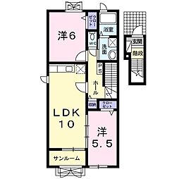 パレスハチマン2 2LDKの間取図画像
