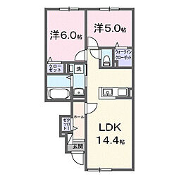 クレストール リヴェール 2LDKの間取図画像