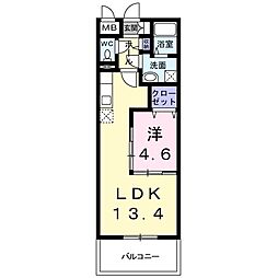 ヴェルジール 1LDKの間取図画像