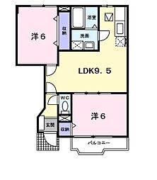 フォンテーヌ北館 2LDKの間取図画像