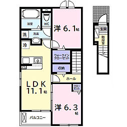 仮)五井西アパート 2LDKの間取図画像