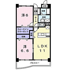 ブライトヒルズH&K 2LDKの間取図画像