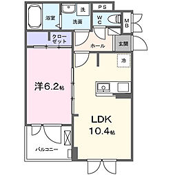 船橋市小室町アパート 1LDKの間取図画像