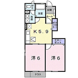 メルヴェーユ2 2Kの間取図画像