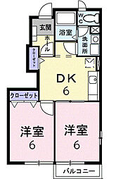 アルシオネA 2DKの間取図画像