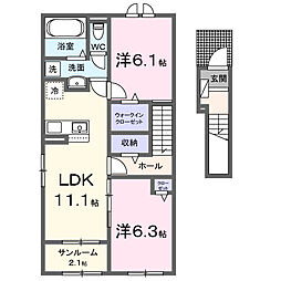 ルヴァン・ソレイユ 2LDKの間取図画像