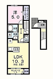 ウエスト ウイング 1LDKの間取図画像
