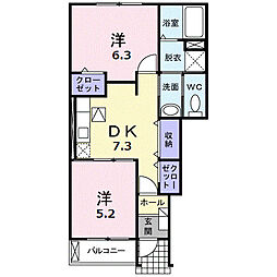 シャンプリュネル 2DKの間取図画像
