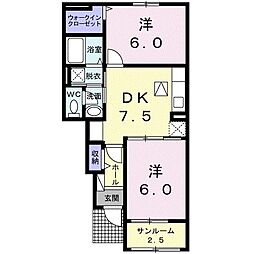ルクレール 2DKの間取図画像