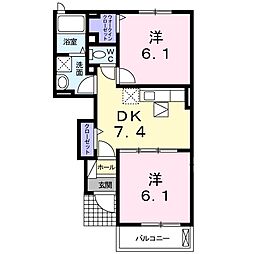 クリザンテーム 2DKの間取図画像
