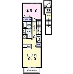 ハーヴェスト1 1LDKの間取図画像