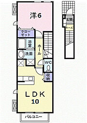 ルナピーノ2B 1LDKの間取図画像