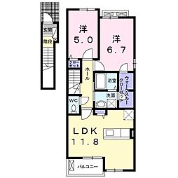 アザレアガーデンB 2LDKの間取図画像