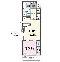 旭町1丁目アパート(028751901) 1LDKの間取図画像