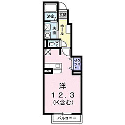 ヴィラ美里B ワンルームの間取図画像