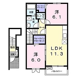 アヴァンツァート3 2LDKの間取図画像
