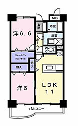 エスポワール21 2LDKの間取図画像