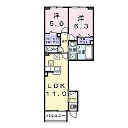 ベル エリタージュ 2LDKの間取図画像