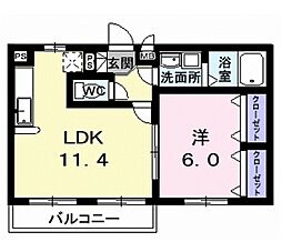 スパツィオプラシード 1LDKの間取図画像