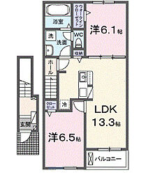 ノワール 2LDKの間取図画像