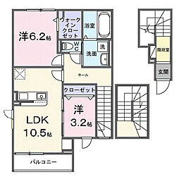 シャンドフルールA 2LDKの間取図画像