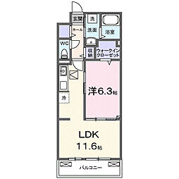 オークレアI 1LDKの間取図画像