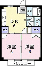 別井ハイツC 2DKの間取図画像