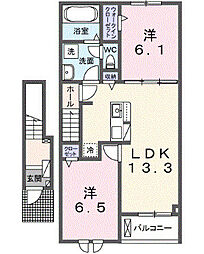 セレーノ・デル・ソーレI 2LDKの間取図画像