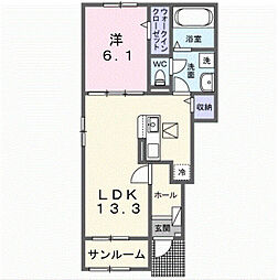 セレーノ・デル・ソーレII 1LDKの間取図画像