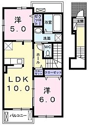 ヴィラージュ1 2LDKの間取図画像