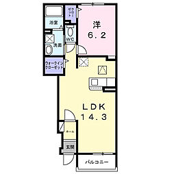 リノア是政 1LDKの間取図画像