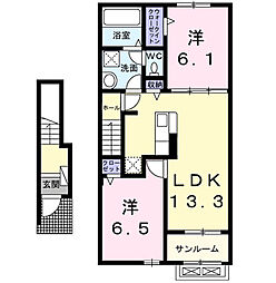 三里塚御料アパート 2LDKの間取図画像