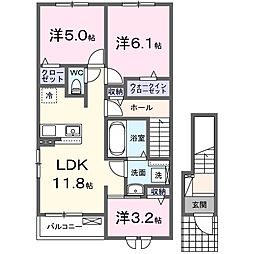 愛島台2丁目アパートII 3LDKの間取図画像