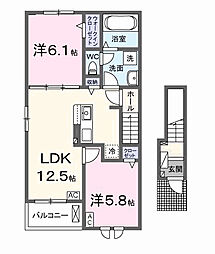 カーサ Nagomi A 2LDKの間取図画像