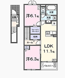 カーサ Nagomi B 2LDKの間取図画像