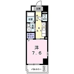 サンリットOKA 1Kの間取図画像