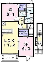 アンバーコート 2LDKの間取図画像