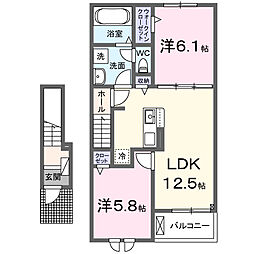 シエロ アスール 2LDKの間取図画像