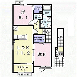 ラ・ボエーム 2LDKの間取図画像