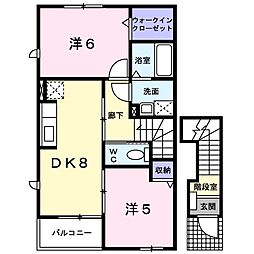 カルムA 2DKの間取図画像