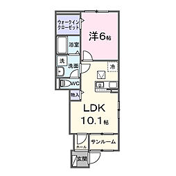 原町区青葉町1丁目アパートII 1LDKの間取図画像