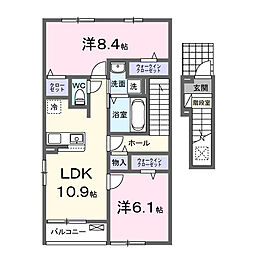 原町区青葉町1丁目アパートI 2LDKの間取図画像