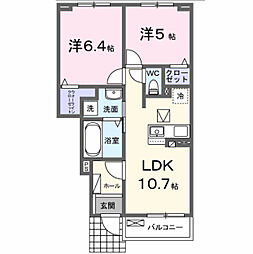 トレゾア II 2LDKの間取図画像