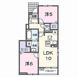 エクセルハイツC 2LDKの間取図画像