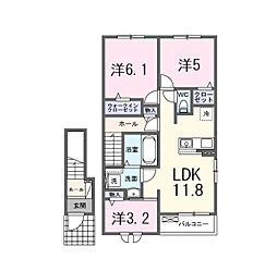 (仮)井手町多賀アパート 3LDKの間取図画像