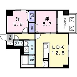 グランジュ北彩都 2LDKの間取図画像