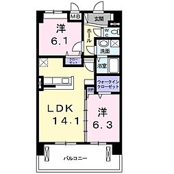フェリス 2LDKの間取図画像