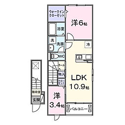クレメント ヴィラ I 2LDKの間取図画像
